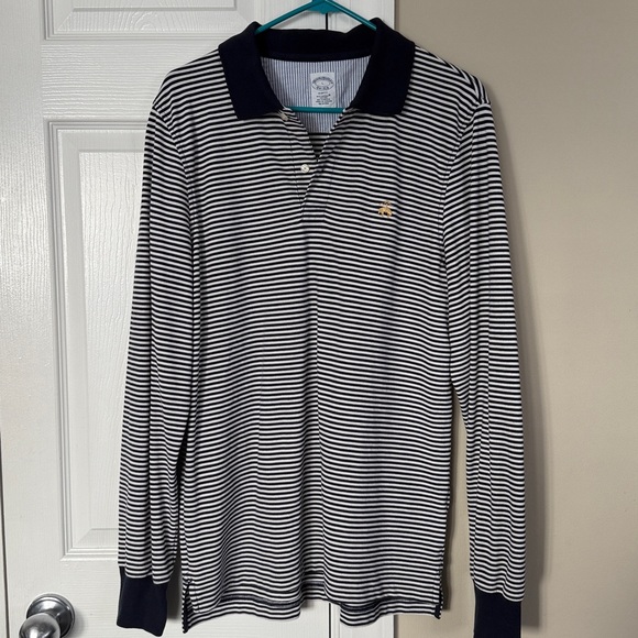 Brooks Brothers Blue and White Long sleeved polo Striped Shirt - Picture 3 of 3